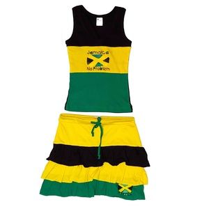 2pc Jamaican Flag Skirt Set